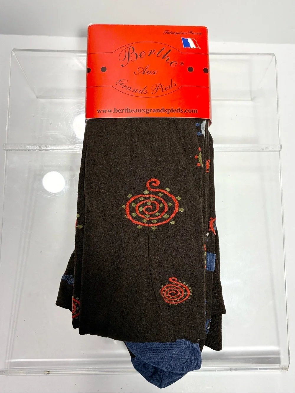 Berthe France Spiral Star Pattern Opaque Tights Brown Multi Size 3/4 (M/L)